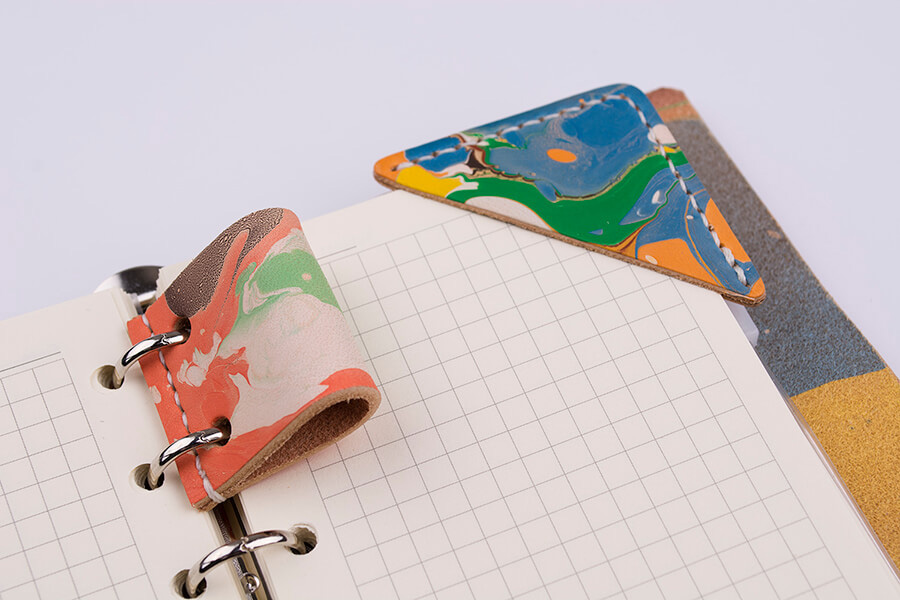 Genuine Leather Marble Bookmark 