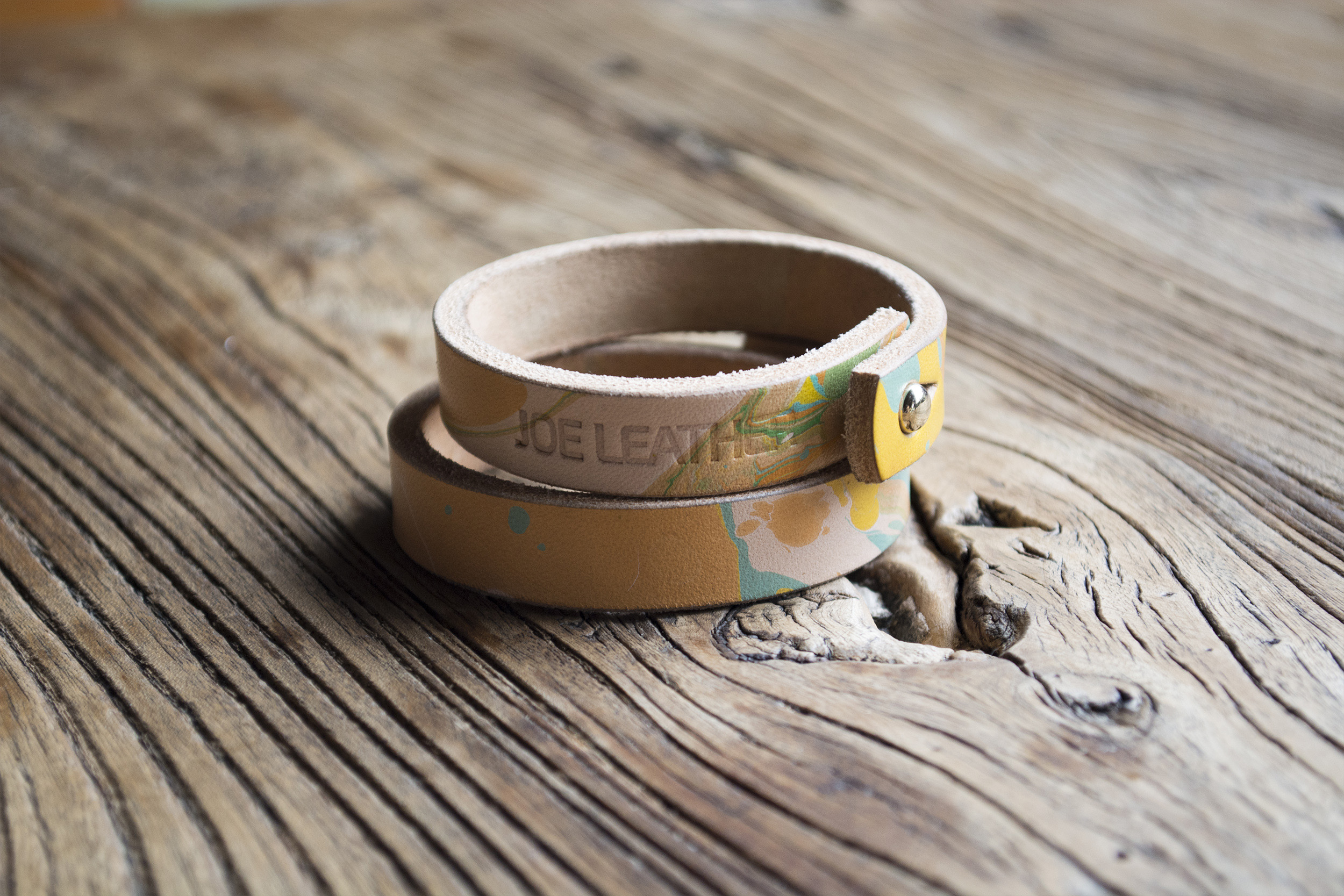 Genuine Leather Marble Bracelet 