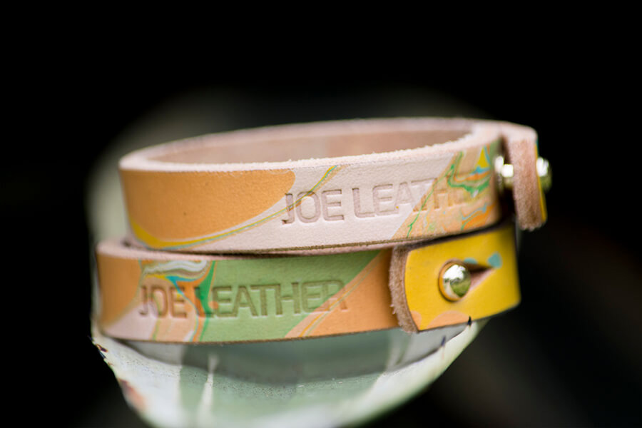 Genuine Leather Marble Bracelet 
