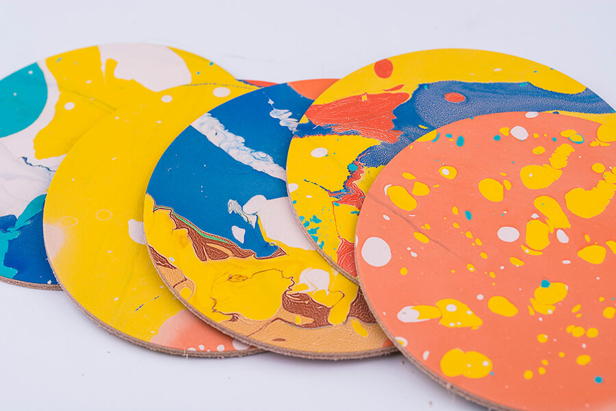 Genuine Leather Marble Coasters 