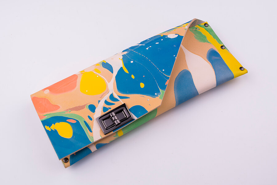 Genuine Leather Marble Hand Bag 