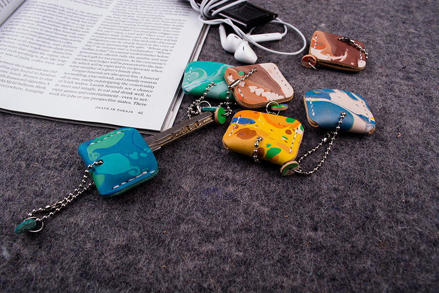 Genuine Leather Marble Key Caps 