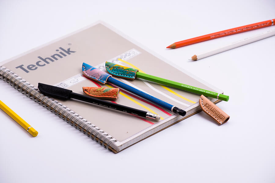 Genuine Leather Marble Pencil Cap 