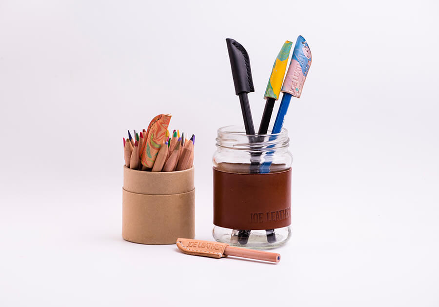 Genuine Leather Marble Pencil Cap 