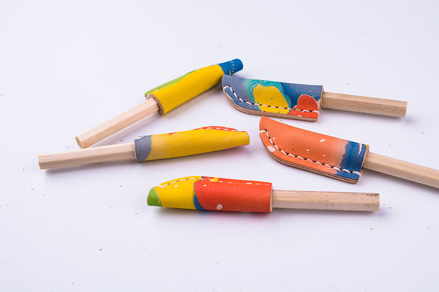 Genuine Leather Marble Pencil Cap 