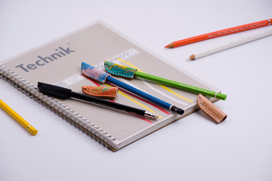 Genuine Leather Marble Pencil Caps 