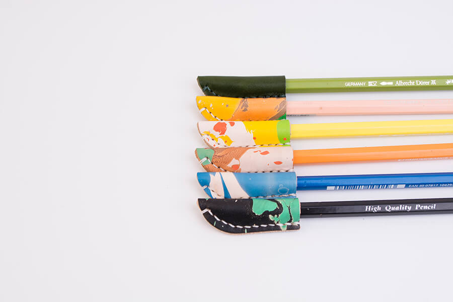 Genuine Leather Marble Pencil Caps 