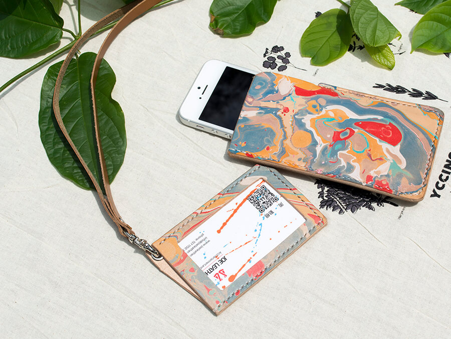 Genuine Leather Marble Phone Case 