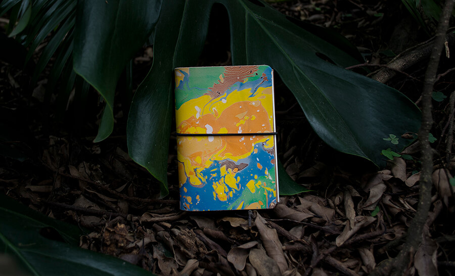 Genuine Leather Marble Travel Notebook 