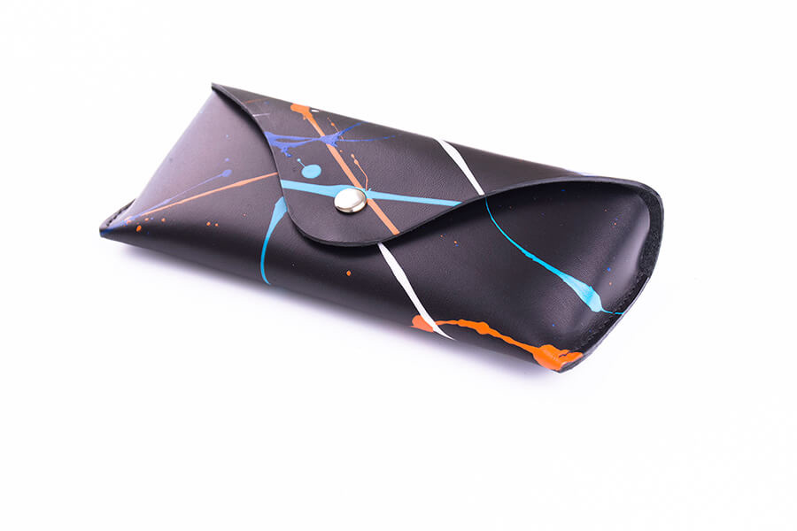 Genuine Leather Splatter  Aglasses Case 