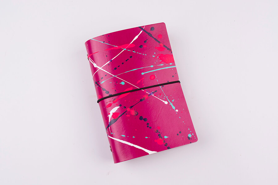 Genuine Leather Splatter Art Travel Notebook 
