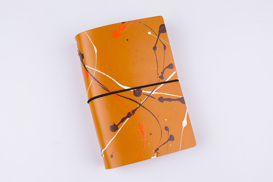 Genuine Leather Splatter Art Travel Notebook 
