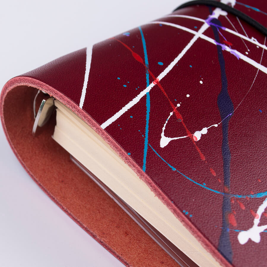 Genuine Leather Splatter Art Travel Notebook 