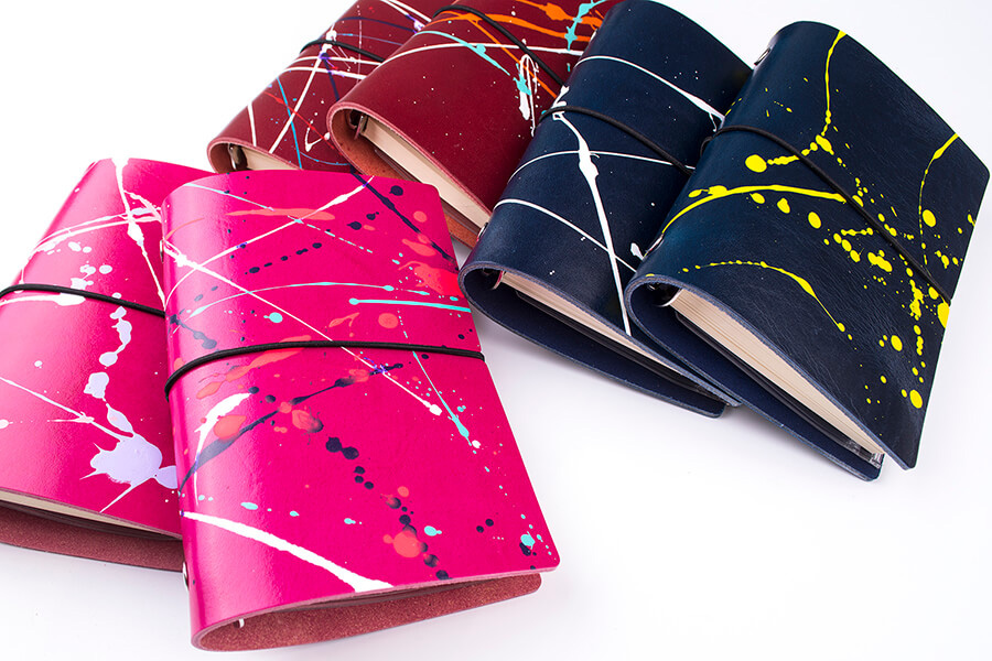 Genuine Leather Splatter Art Travel Notebook 