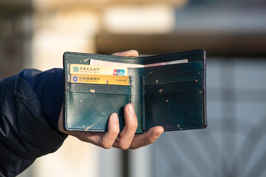 Genuine Leather Splatter Bifold Wallet 