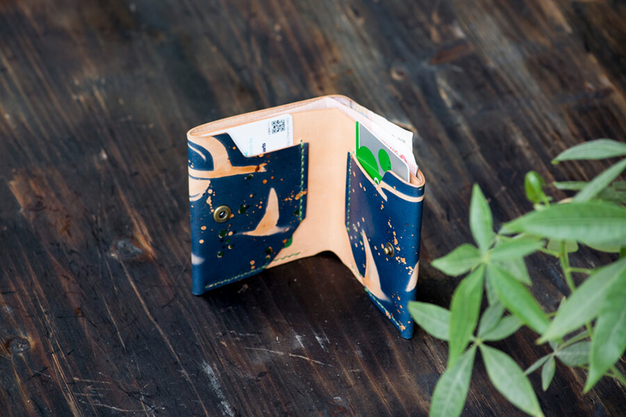 Genuine Leather Splatter Bifold Wallet 