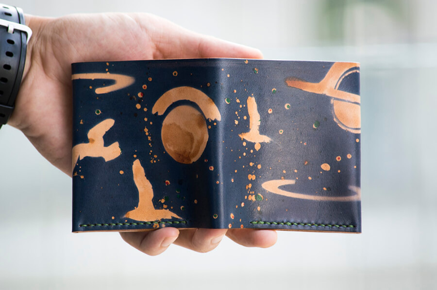 Genuine Leather Splatter Bifold Wallet 
