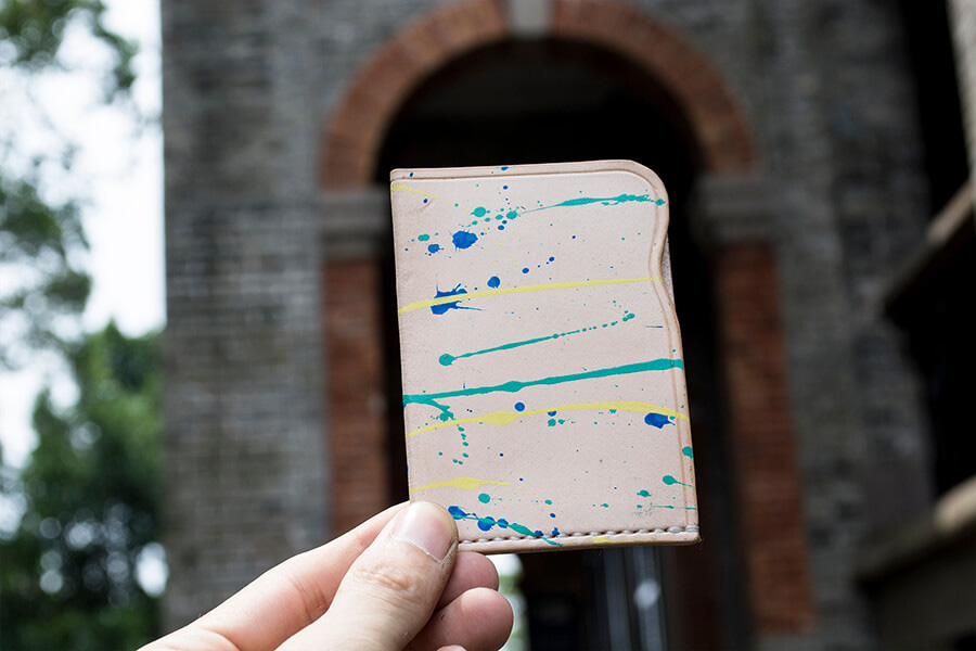 Genuine Leather Splatter Card Case 