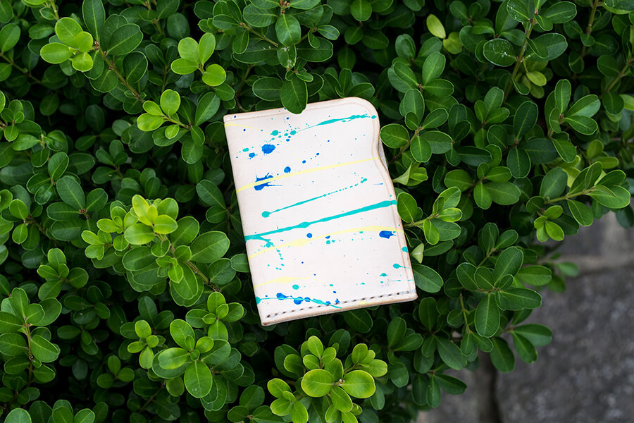 Genuine Leather Splatter Card Case 