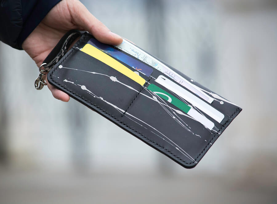 Genuine Leather Splatter Card Wallet 