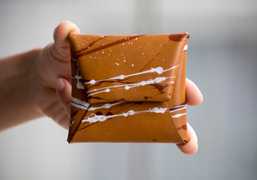 Genuine Leather Splatter Coin Holder 