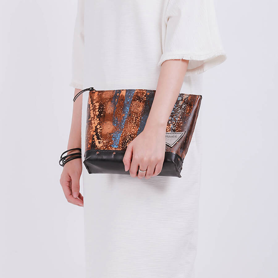 Genuine Leather Splatter Hand Bag 
