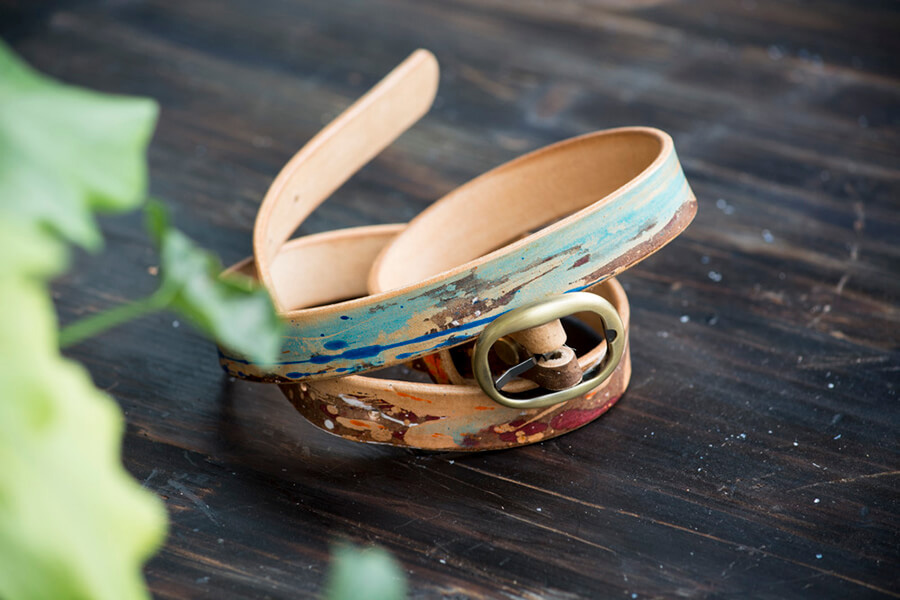 Genuine Leather Splatter Handmade Belt 