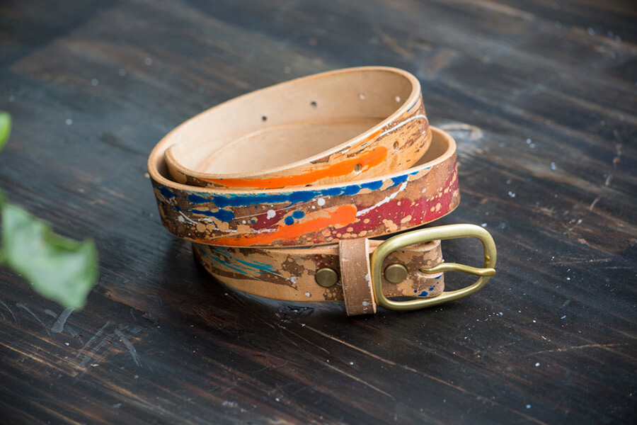 Genuine Leather Splatter Handmade Belt 