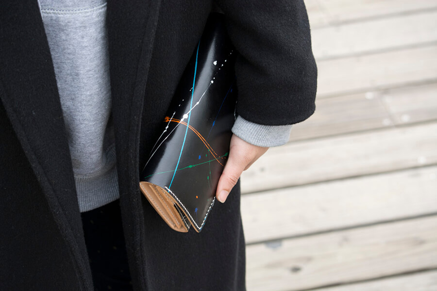 Genuine Leather Splatter Long Wallet 