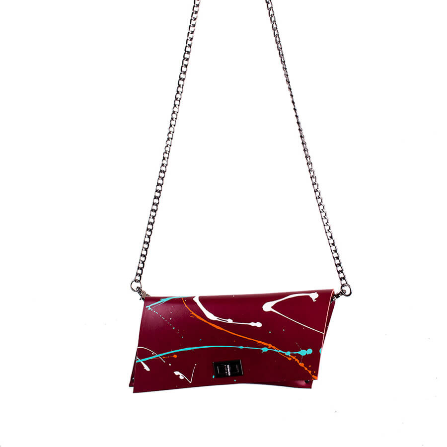 Genuine Leather Splatter Shoulder Bag 