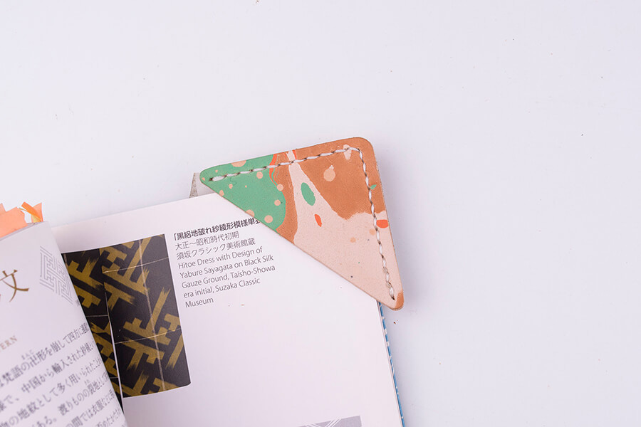 Genuine Leather Marble Bookmark 