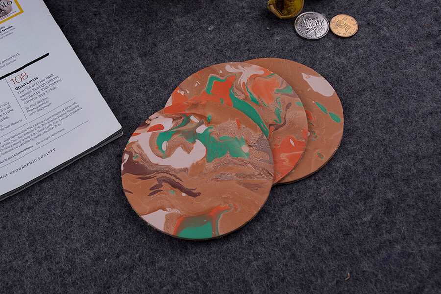 Genuine Leather Marble Coaster 