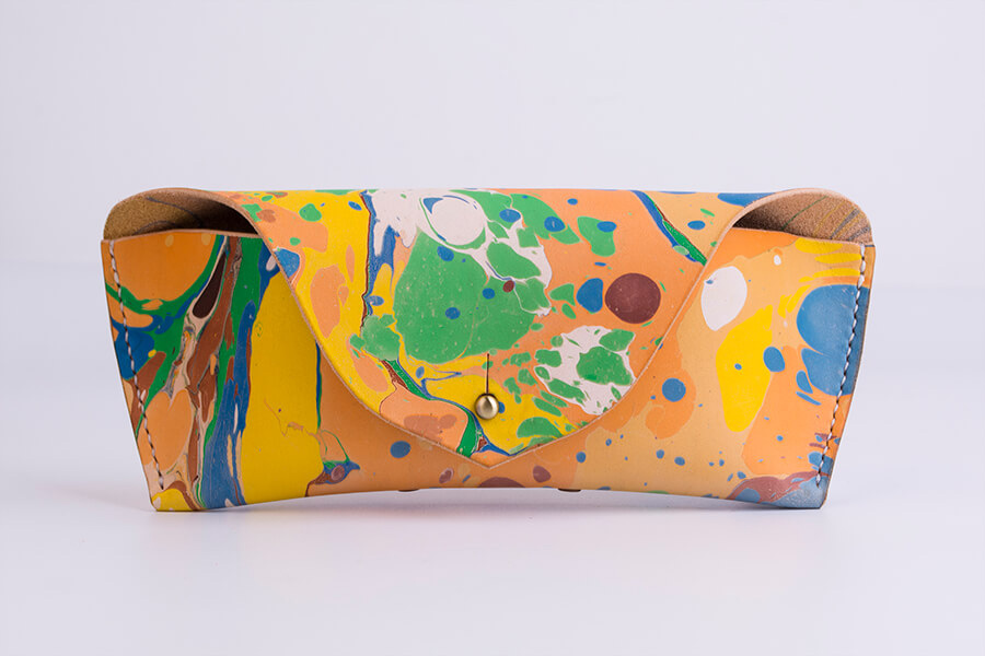 Genuine Leather Marble Sunglasses Case 