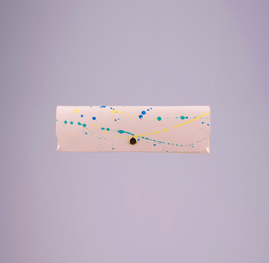 Genuine Leather Splatter Pencil Case 