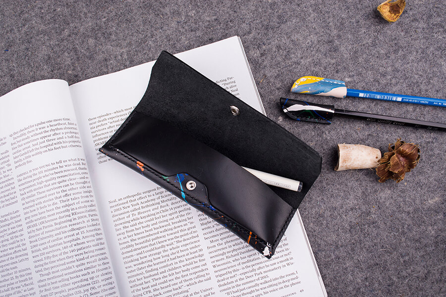 Genuine Leather Splatter Pencil Case 