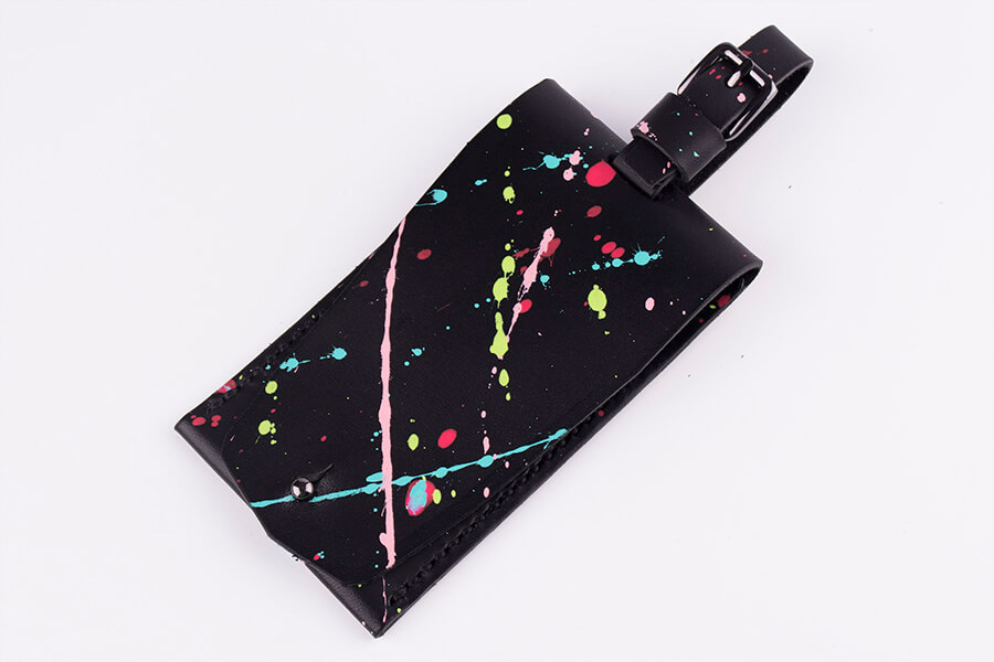 Genuine Leather Splatter Luggage Tag 