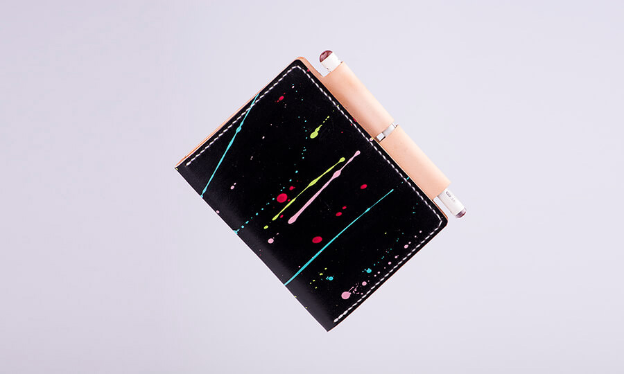 Genuine Leather Splatter Passport Case 