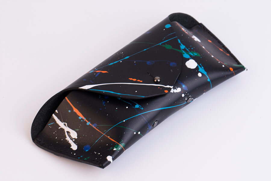 Genuine Leather Splatter Sunglasses Case 