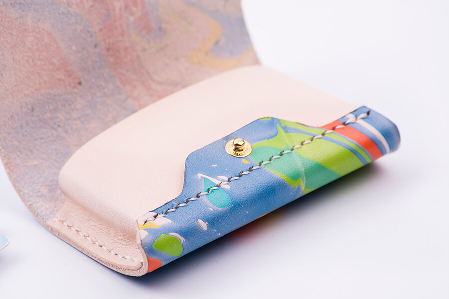 Genuine Leather Marble Card Case 