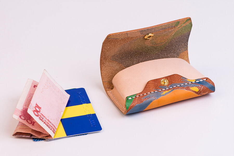 Genuine Leather Marble Card Case 