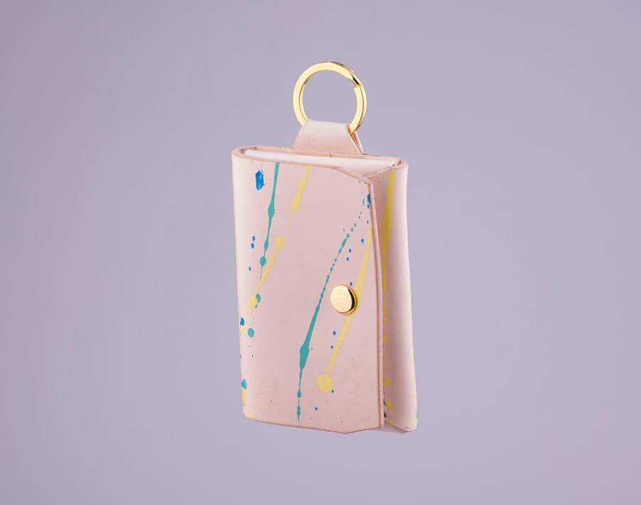 Genuine Leather Splatter Card Holder 