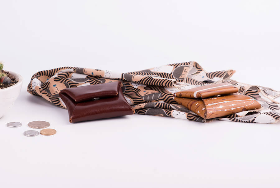 Genuine Leather Splatter Coin Case 