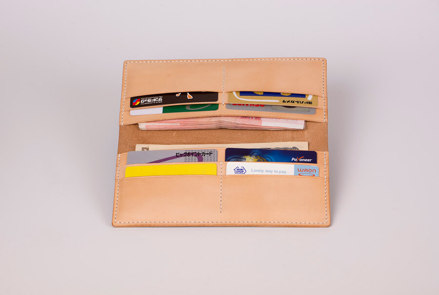Genuine Leather Splatter Long Bifold Wallet 