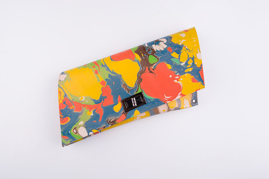 Genuine Leather Marble Shoulder Chain Bag 
