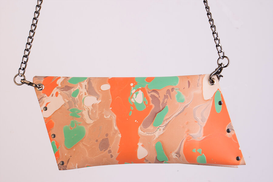 Genuine Leather Marble Shoulder Chain Bag 