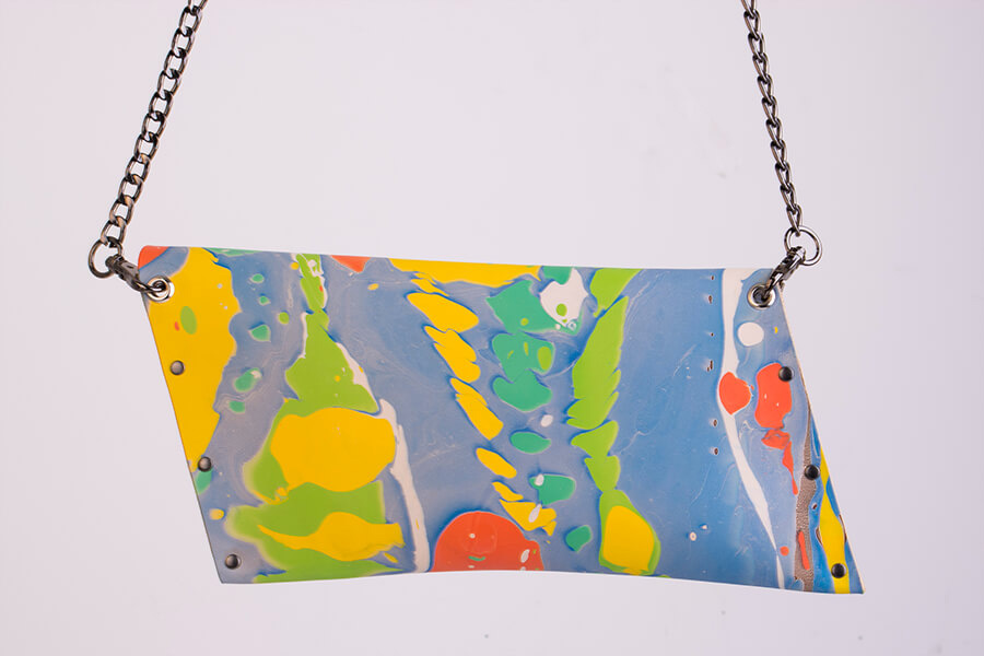 Genuine Leather Marble Shoulder Chain Bag 