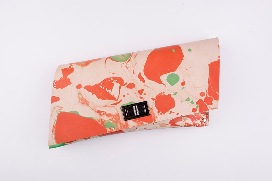 Genuine Leather Marble Shoulder Chain Bag 