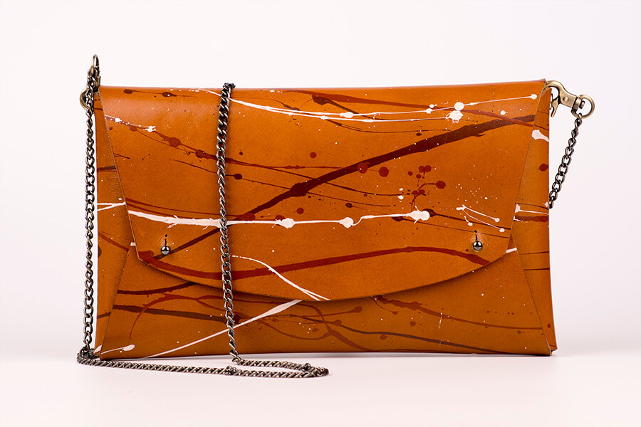 Genuine Leather Splatter Shoulder Bag 