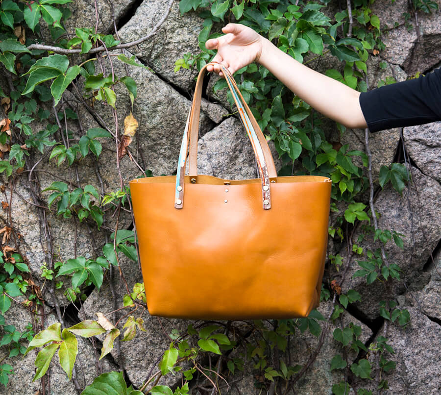 Genuine Leather Splatter Tote Bag 