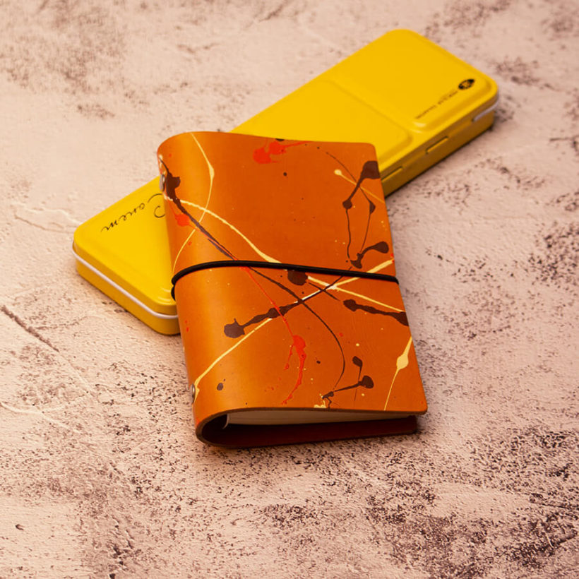 joegoods.com, JoeGoods_genuine_Leather_splatter_1901 A7 Travelers Notebook